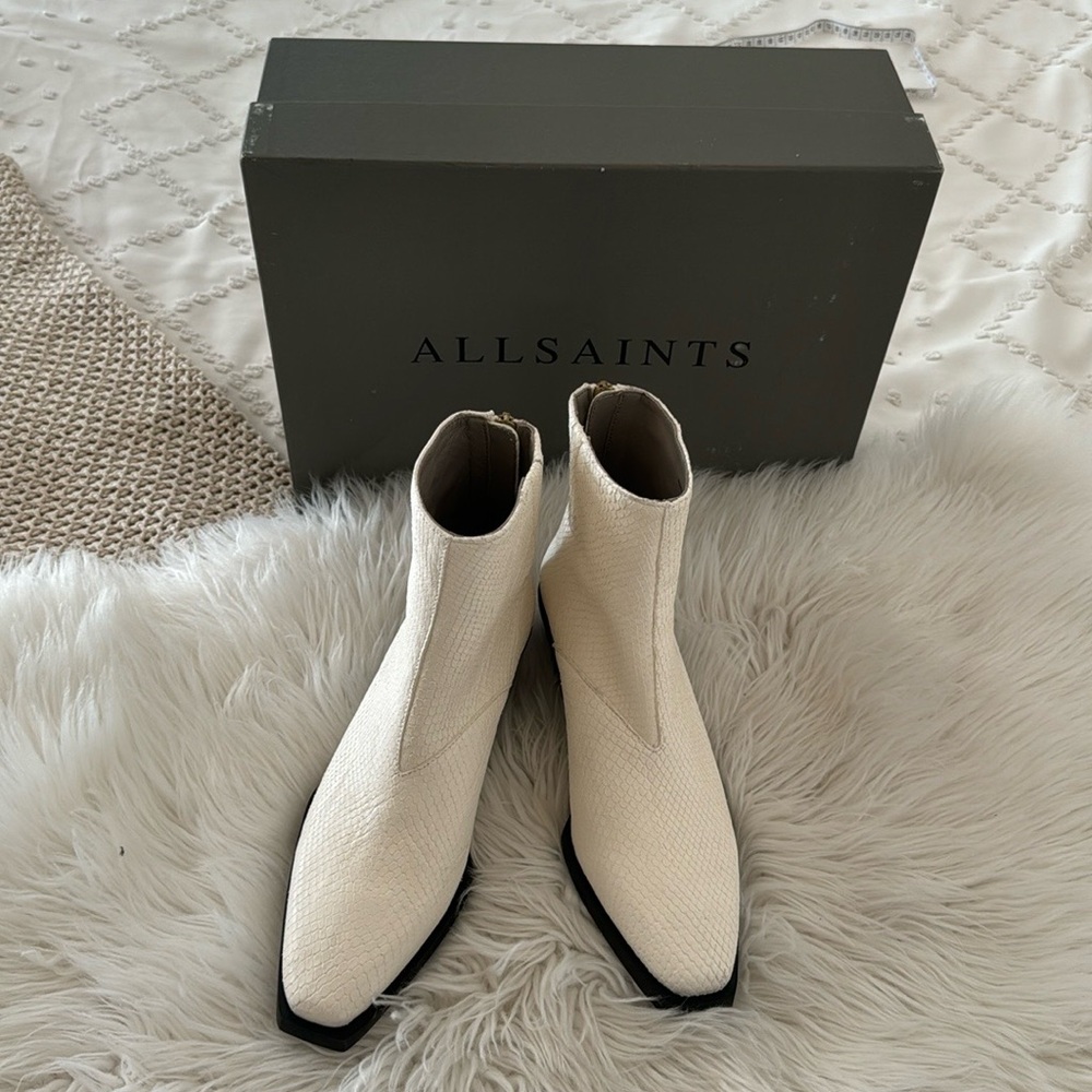 All Saints Ivory Ankle Booties